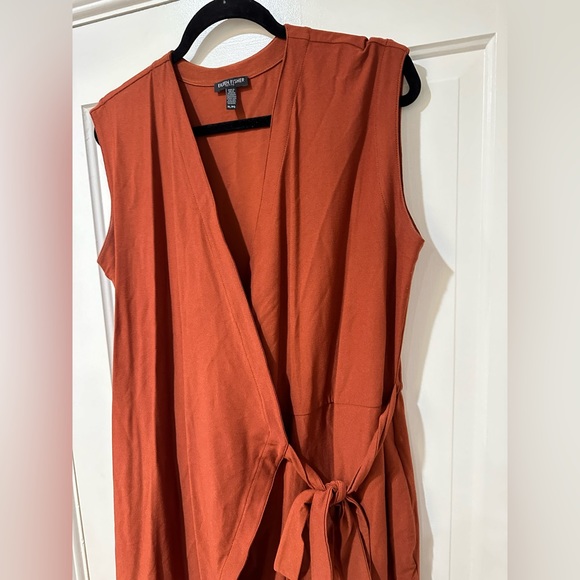 Eileen Fisher petite wrap front crepe sleeveless jumpsuit - Picture 11 of 16